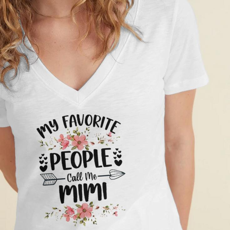 Womens My Favorite People Call Me Mimi Mothers Day Gifts Women's Jersey Short Sleeve Deep V-Neck Tshirt