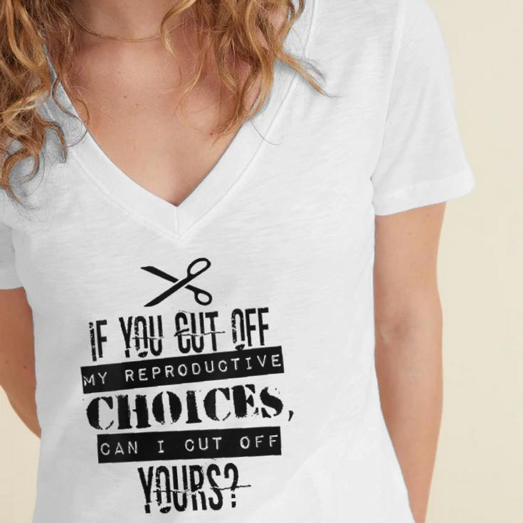 Womens Pro Choice Cut Protest Women's Jersey Short Sleeve Deep V-Neck Tshirt