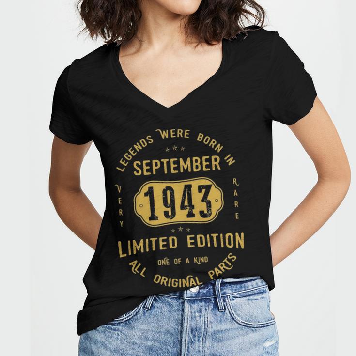 1943 September Birthday Gift 1943 September Limited Edition Women's Jersey Short Sleeve Deep V-Neck Tshirt