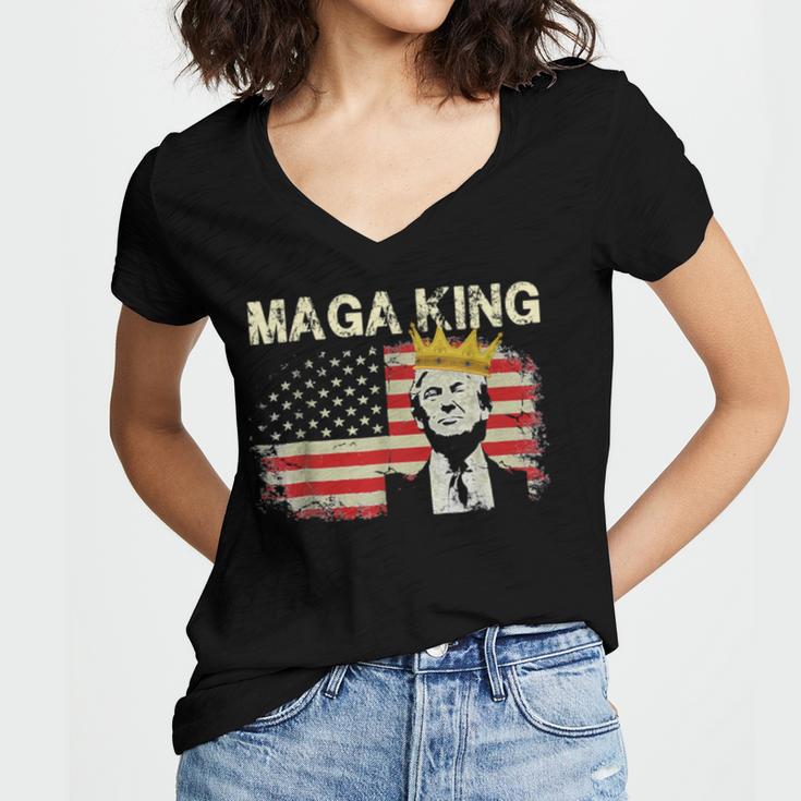 Anti Joe Biden Ultra Maga The Return Of The Great Maga King V2 Women's Jersey Short Sleeve Deep V-Neck Tshirt