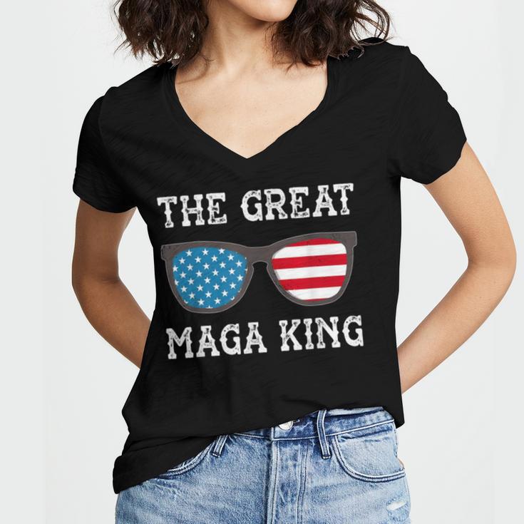 Anti Joe Biden Ultra Maga The Return Of The Great Maga King V3 Women's Jersey Short Sleeve Deep V-Neck Tshirt