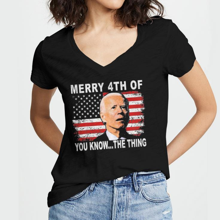 Biden Dazed Merry 4Th Of You KnowThe Thing Women's Jersey Short Sleeve Deep V-Neck Tshirt
