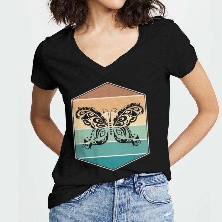Caterpillar Butterfly Insect Gift Butterfly Women's Jersey Short Sleeve Deep V-Neck Tshirt