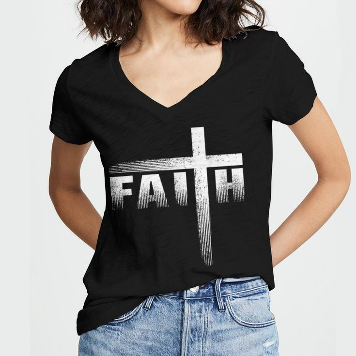 Christian Faith & Cross Christian Faith & Cross Women's Jersey Short Sleeve Deep V-Neck Tshirt
