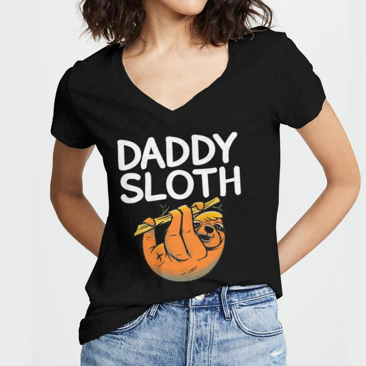 Daddy Sloth Lazy Cute Sloth Father Dad Women's Jersey Short Sleeve Deep V-Neck Tshirt