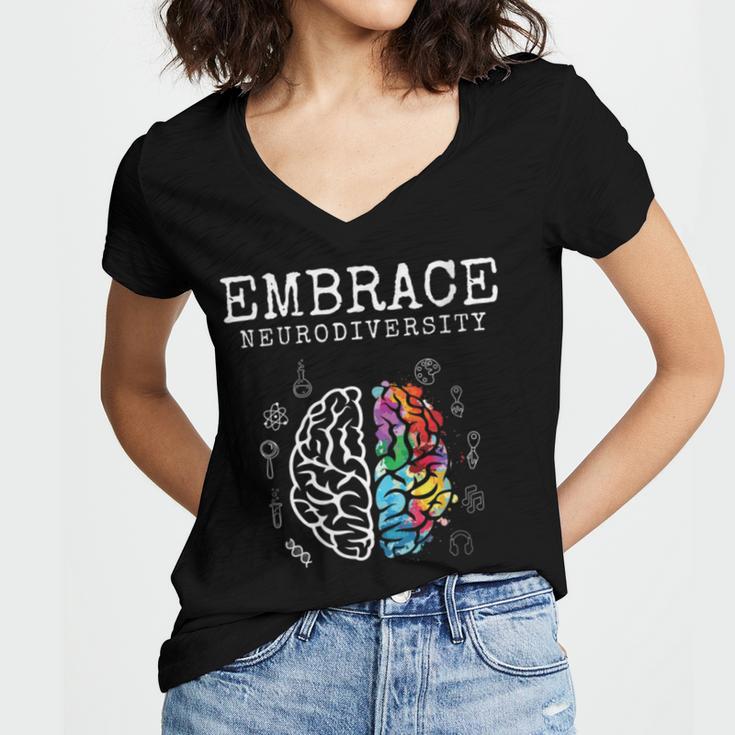 Embrace Neurodiversity Funny V2 Women's Jersey Short Sleeve Deep V-Neck Tshirt