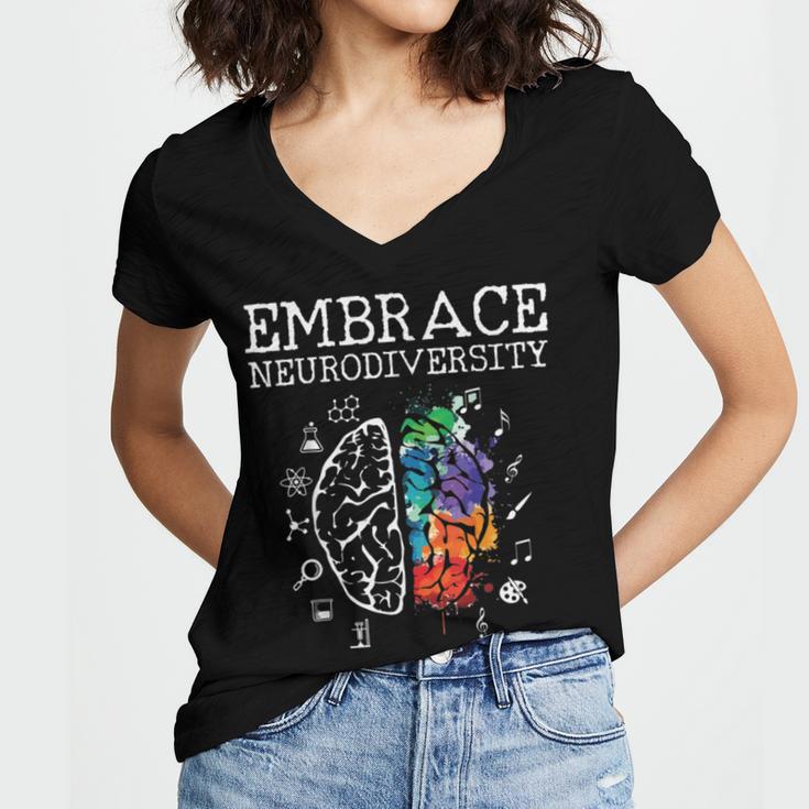 Embrace Neurodiversity Funny V5 Women's Jersey Short Sleeve Deep V-Neck Tshirt