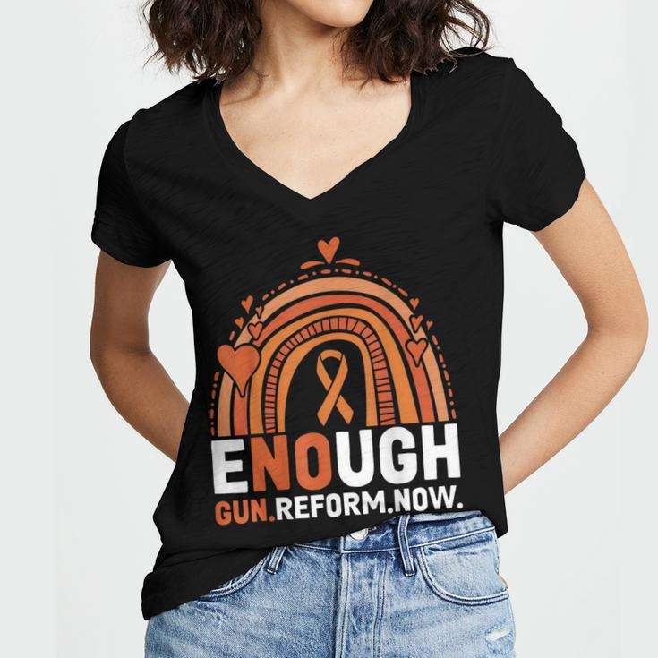 End Gun Violence Wear Orange V2 Women's Jersey Short Sleeve Deep V-Neck Tshirt