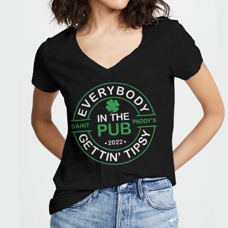 Everybody In The Pub Gettin Tipsy Women's Jersey Short Sleeve Deep V-Neck Tshirt