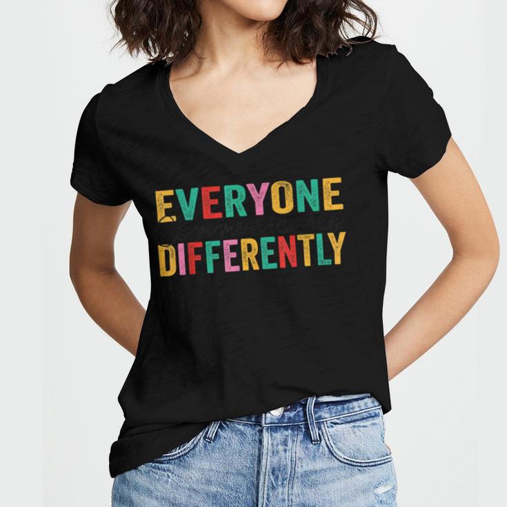 Everyone Communicates Differently V3 Women's Jersey Short Sleeve Deep V-Neck Tshirt