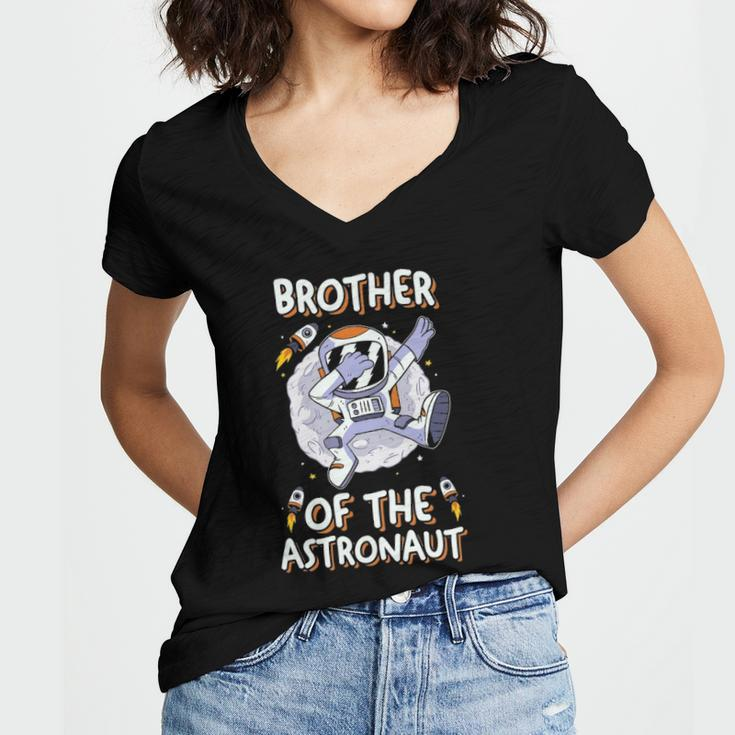 Family Matching Space Birthday Brother Of The Astronaut Women's Jersey Short Sleeve Deep V-Neck Tshirt