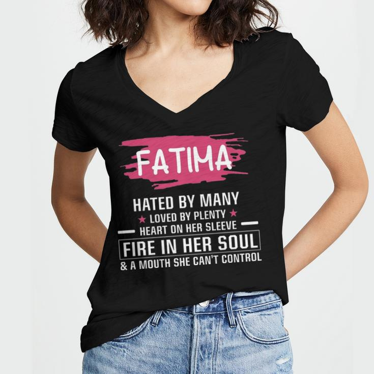 Fatima Name Gift Fatima Hated By Many Loved By Plenty Heart On Her Sleeve Women's Jersey Short Sleeve Deep V-Neck Tshirt