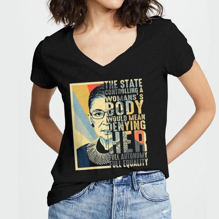 Feminist Ruth Bader Ginsburg Pro Choice My Body My Choice Women's Jersey Short Sleeve Deep V-Neck Tshirt