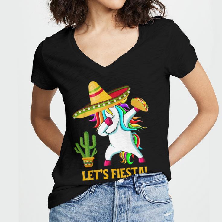 Funny Dabbing Taco Cinco De May Mexican Food V4 Women's Jersey Short Sleeve Deep V-Neck Tshirt