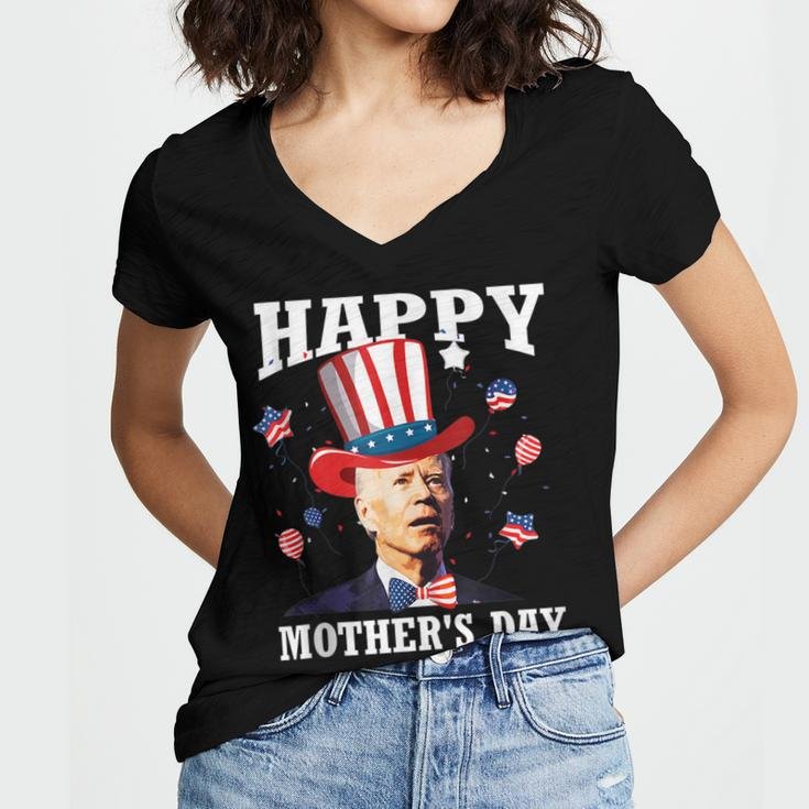 Funny Joe Biden Happy 4Th Of July Confused Mothers Day Women's Jersey Short Sleeve Deep V-Neck Tshirt