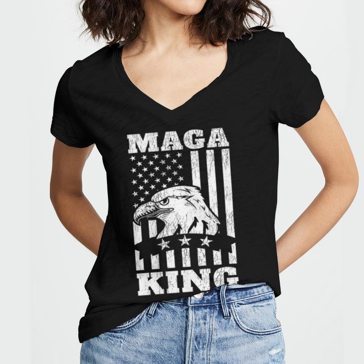 Funny Maga King Trump Supporter Gift Maga King Women's Jersey Short Sleeve Deep V-Neck Tshirt