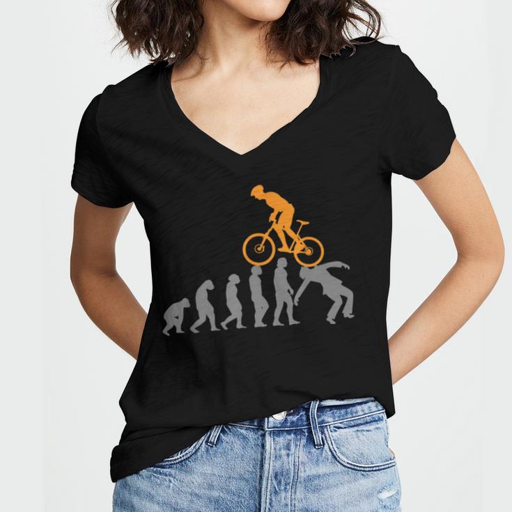 Funny Mountain Bike Evolution Biker Best Women's Jersey Short Sleeve Deep V-Neck Tshirt