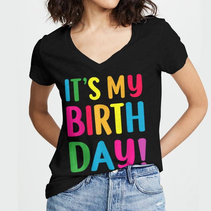 Its My Birthday For Ns Birthday Gift Women's Jersey Short Sleeve Deep V-Neck Tshirt