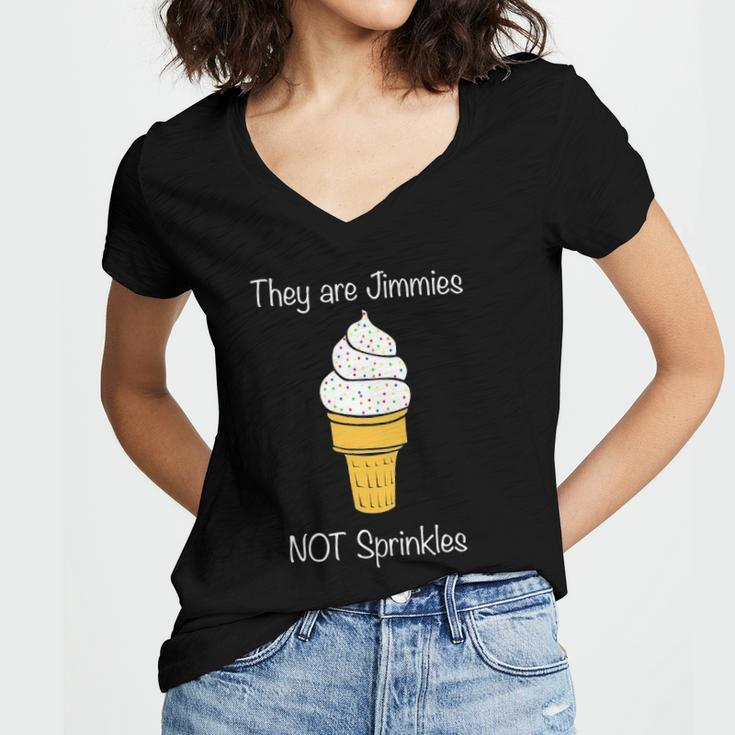 Jimmies Not Sprinkles Ice Cream Cone Women's Jersey Short Sleeve Deep V-Neck Tshirt
