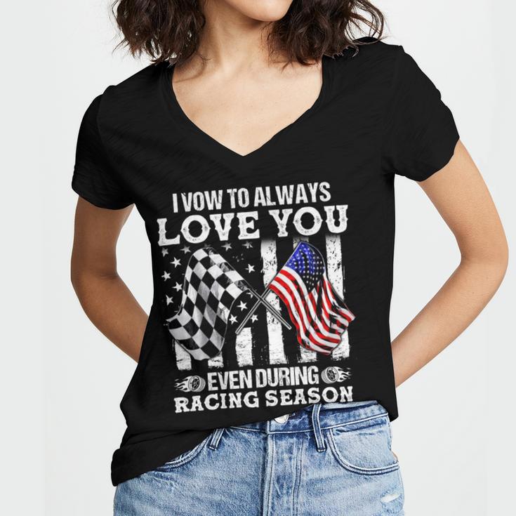 Love You During Racing Season Women's Jersey Short Sleeve Deep V-Neck Tshirt