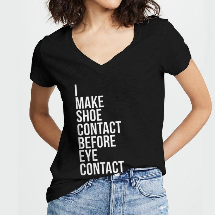 Make Shoe Contact Before Eye Contact Sneaker Collector Women's Jersey Short Sleeve Deep V-Neck Tshirt