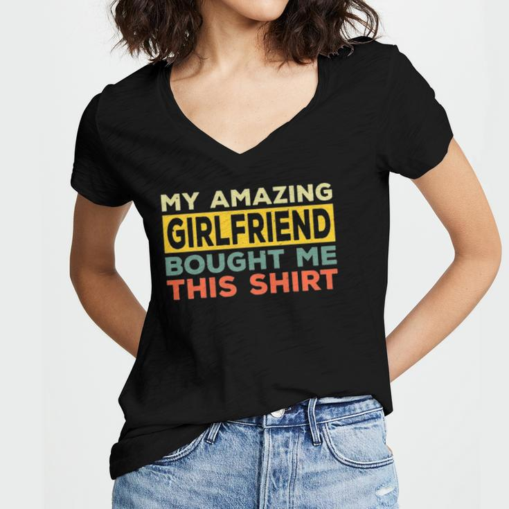 Mens Mens My Amazing Girlfriend Bought Me This Relationship Women's Jersey Short Sleeve Deep V-Neck Tshirt