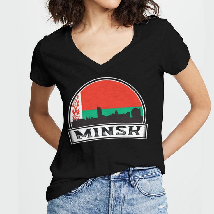 Minsk 754 Trending Shirt Women's Jersey Short Sleeve Deep V-Neck Tshirt