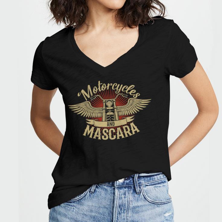 Motorcycles Mascara Moped Chopper 464 Shirt Women's Jersey Short Sleeve Deep V-Neck Tshirt