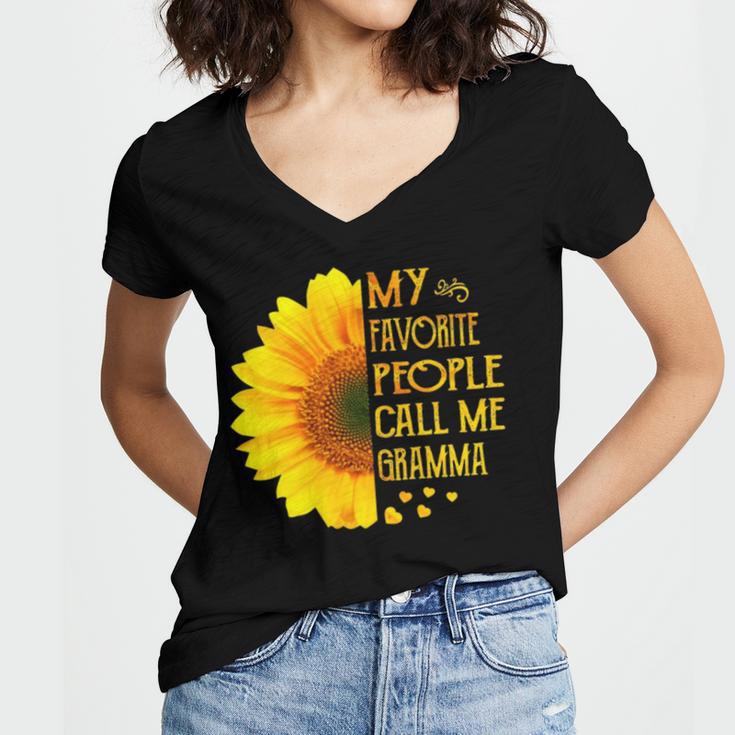 My Favorite People Call Me Gramma 728 Shirt Women's Jersey Short Sleeve Deep V-Neck Tshirt