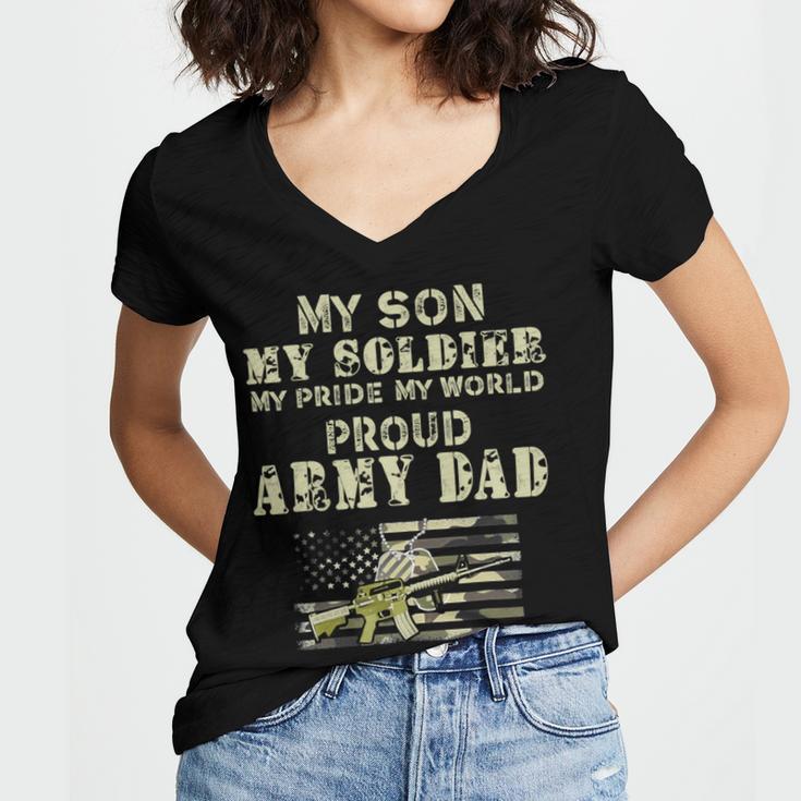 My Son My Soldier My Pride My World 695 Shirt Women's Jersey Short Sleeve Deep V-Neck Tshirt