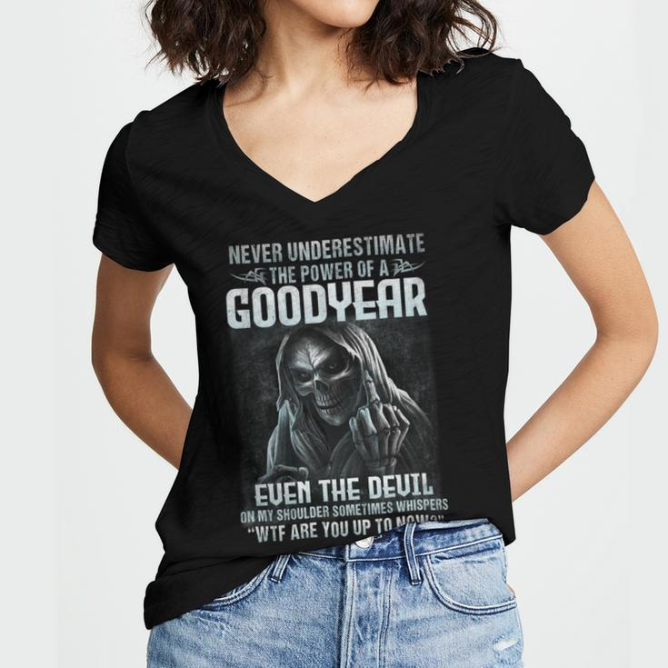 Never Underestimate The Power Of An Goodyear Even The Devil V2 Women's Jersey Short Sleeve Deep V-Neck Tshirt