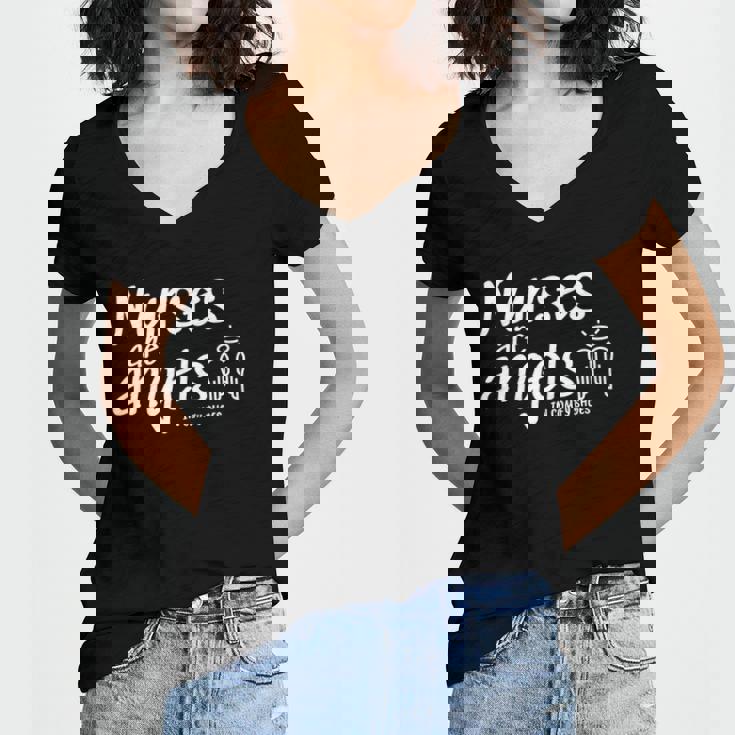 Nurses Are Angels In Comfy Shoes Nurse Gift Women's Jersey Short Sleeve Deep V-Neck Tshirt