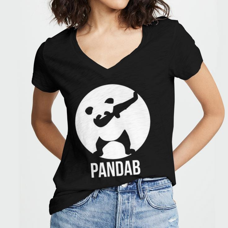 Pandab Funny Dabbing Panda Design Gift Women's Jersey Short Sleeve Deep V-Neck Tshirt