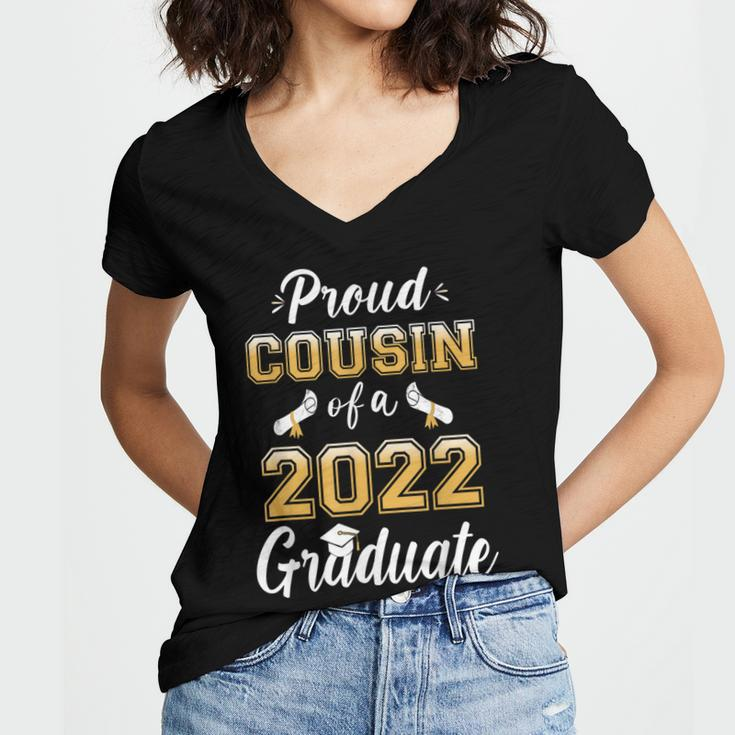Proud Cousin Of A Class Of 2022 Graduate Senior Graduation Women's Jersey Short Sleeve Deep V-Neck Tshirt