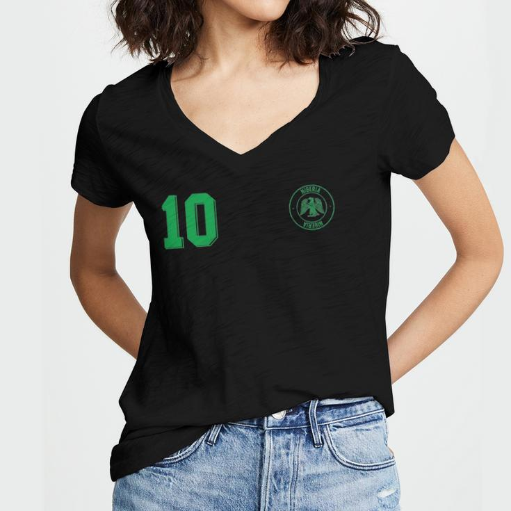 Retro Nigeria Football Jersey Nigerian Soccer Away Women's Jersey Short Sleeve Deep V-Neck Tshirt