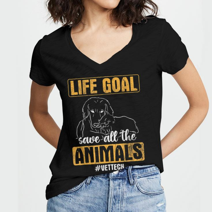 Save All The Animals Veterinary Vet Tech Women's Jersey Short Sleeve Deep V-Neck Tshirt