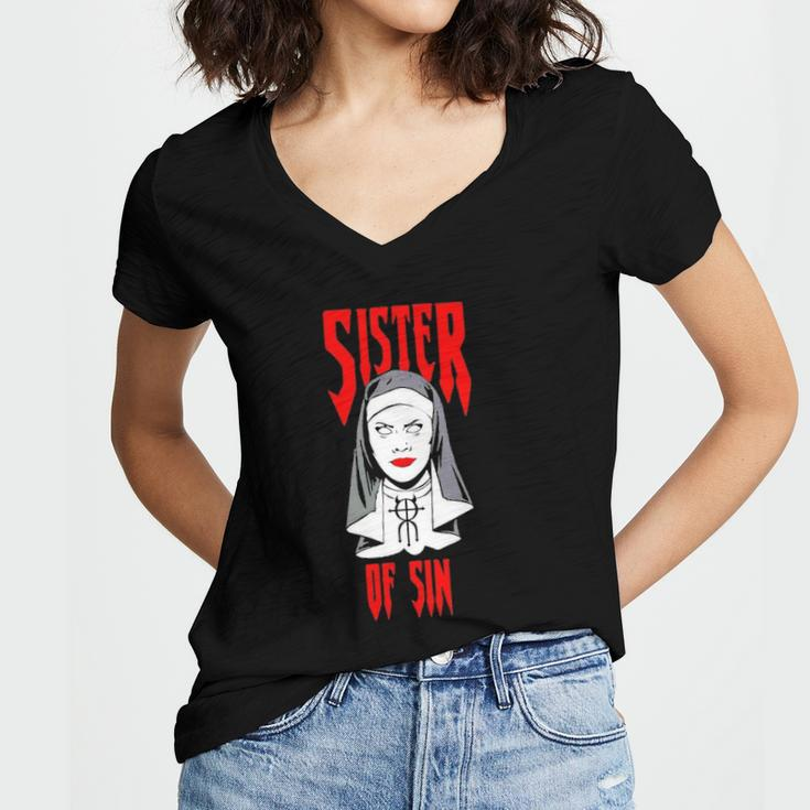 Sister Of Sin Ryzin Ghost Women's Jersey Short Sleeve Deep V-Neck Tshirt