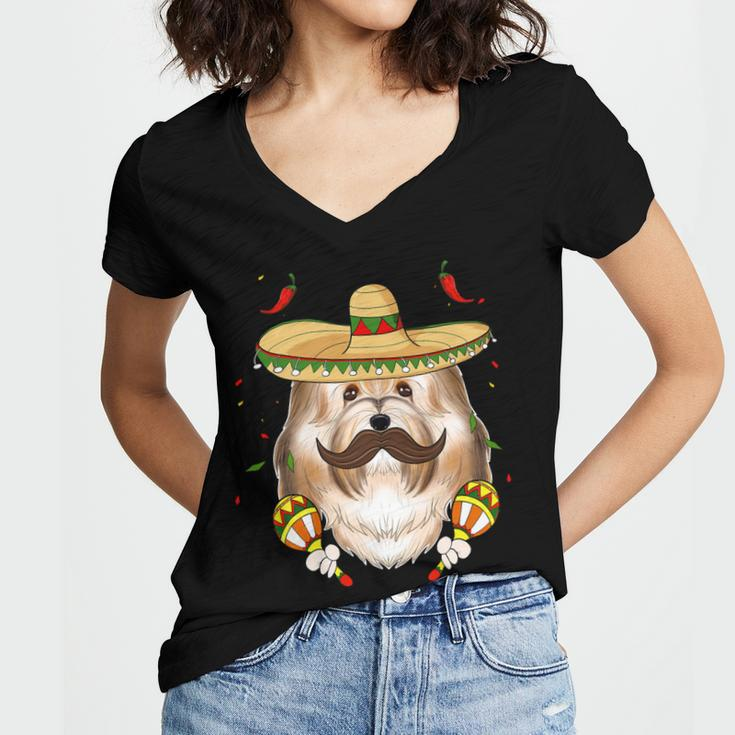 Sombrero Dog I Cinco De Mayo Havanese V2 Women's Jersey Short Sleeve Deep V-Neck Tshirt