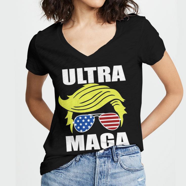 Ultra Maga Joe Biden Pro Trump Gift Women's Jersey Short Sleeve Deep V-Neck Tshirt