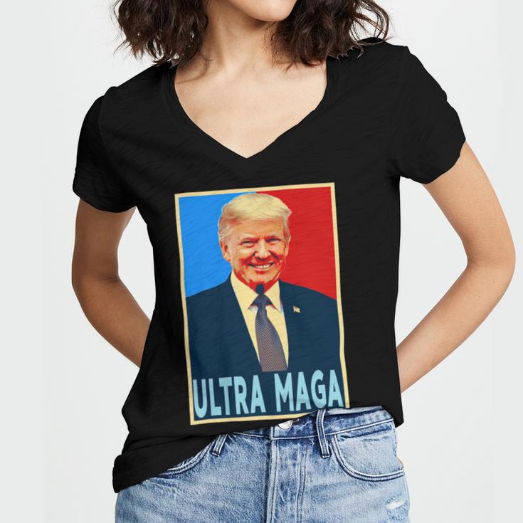 Ultra Maga President Donald Trump Gift Women's Jersey Short Sleeve Deep V-Neck Tshirt