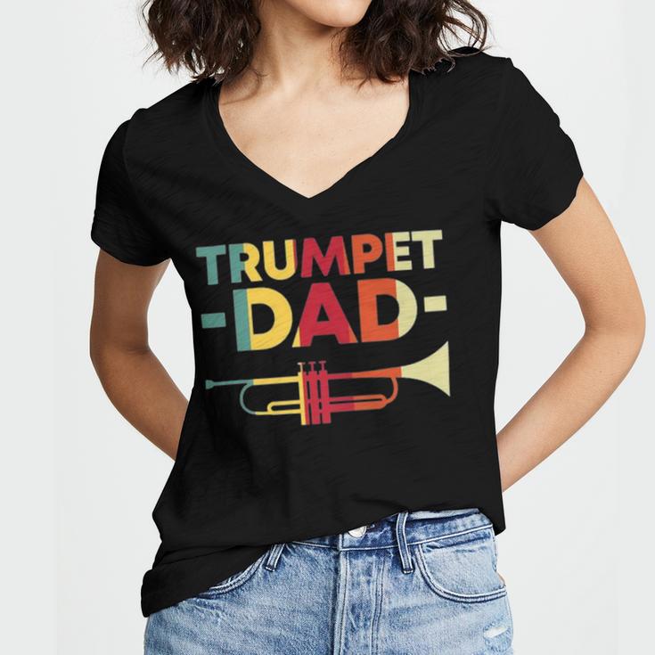 Vintage Trumpet Cool Retro Trumpet Player 159 Shirt Women's Jersey Short Sleeve Deep V-Neck Tshirt