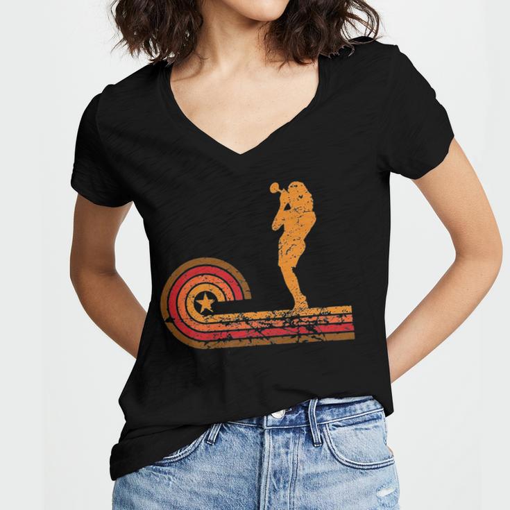 Vintage Trumpet Cool Retro Trumpet Player 162 Shirt Women's Jersey Short Sleeve Deep V-Neck Tshirt