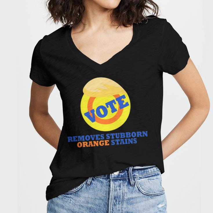 Vote Removes Stubborn Orange Stains 903 Shirt Women's Jersey Short Sleeve Deep V-Neck Tshirt