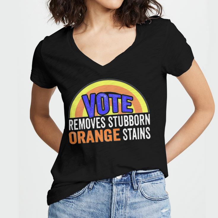 Vote Removes Stubborn Orange Stains 904 Shirt Women's Jersey Short Sleeve Deep V-Neck Tshirt