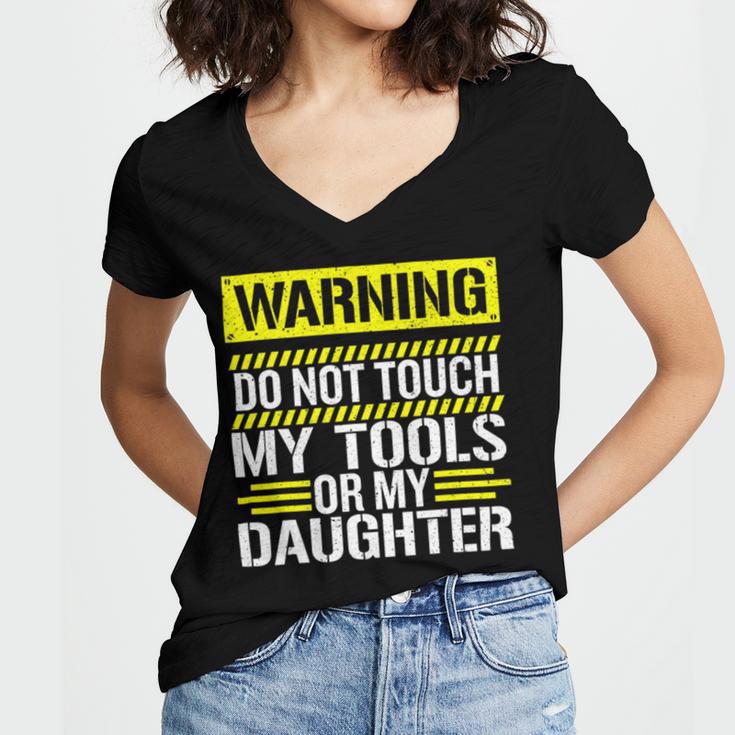 Warning Do Not Touch My Tools 196 Shirt Women's Jersey Short Sleeve Deep V-Neck Tshirt