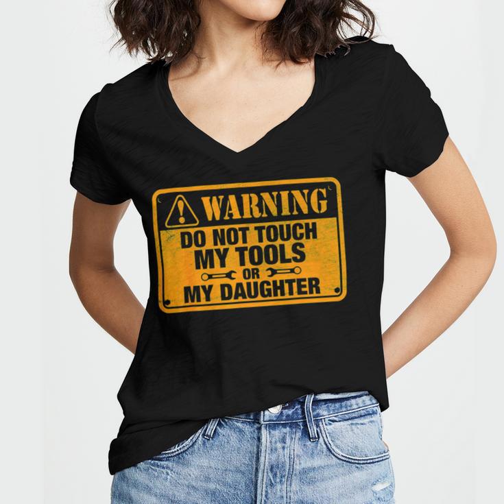 Warning Do Not Touch My Tools 198 Shirt Women's Jersey Short Sleeve Deep V-Neck Tshirt