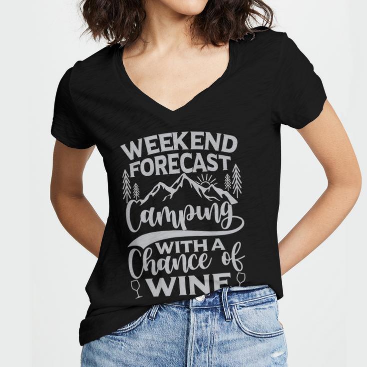 Weekend Forecast Mountain Camper 11 Shirt Women's Jersey Short Sleeve Deep V-Neck Tshirt