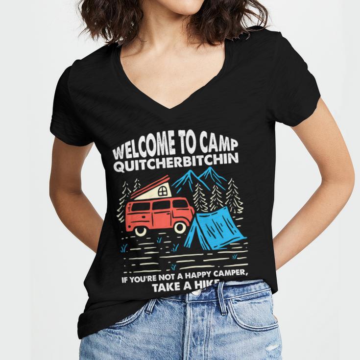 Welcome To Camp Quitcherbitchin Funny 7 Shirt Women's Jersey Short Sleeve Deep V-Neck Tshirt