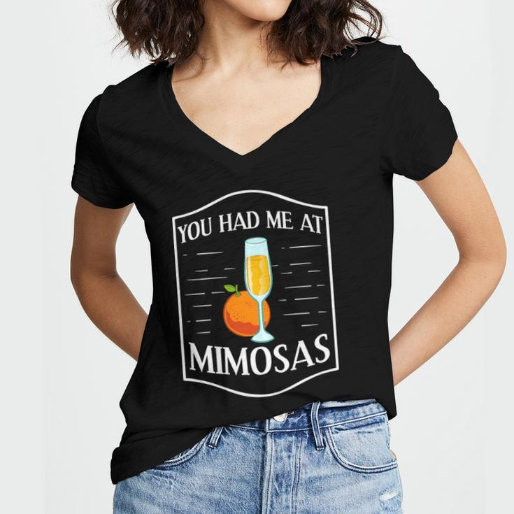 Womens Mimosa Drink Recipe Bar Glass Women's Jersey Short Sleeve Deep V-Neck Tshirt