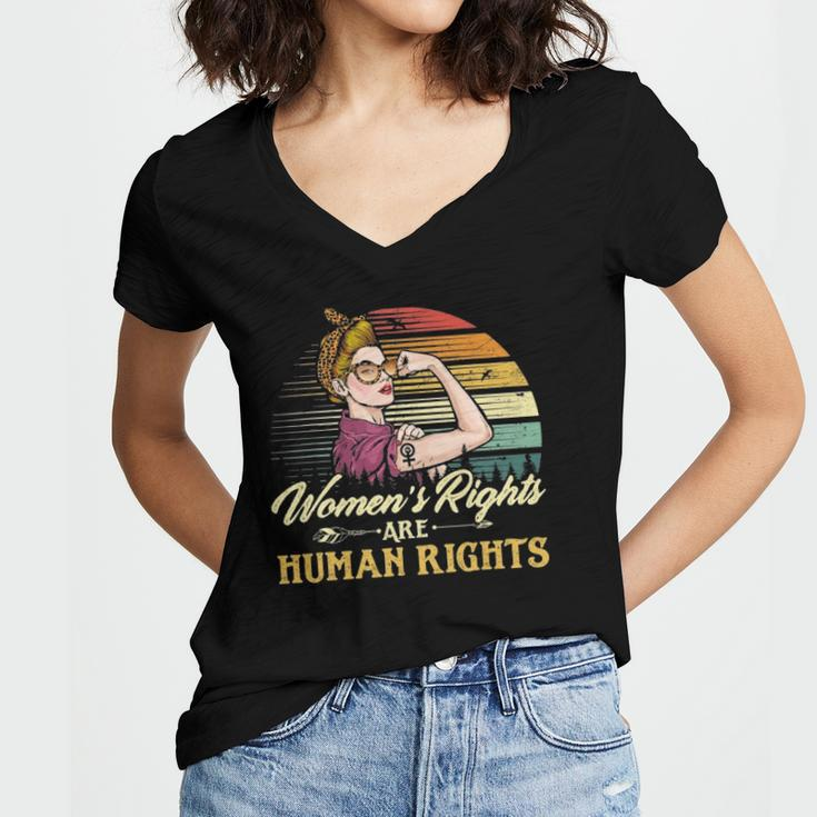 Womens Rights Are Human Rights Feminism Protect Feminist Women's Jersey Short Sleeve Deep V-Neck Tshirt